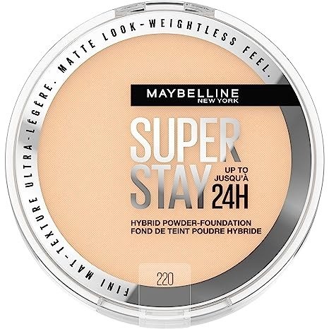 Super Stay Up to 24HR Hybrid Powder-Foundation, Medium-to-Full Coverage Makeup, Matte Finish, 220, 1 Count, 0.21 Ounce (Pack of 1), 1.5554 fluid_ounces
