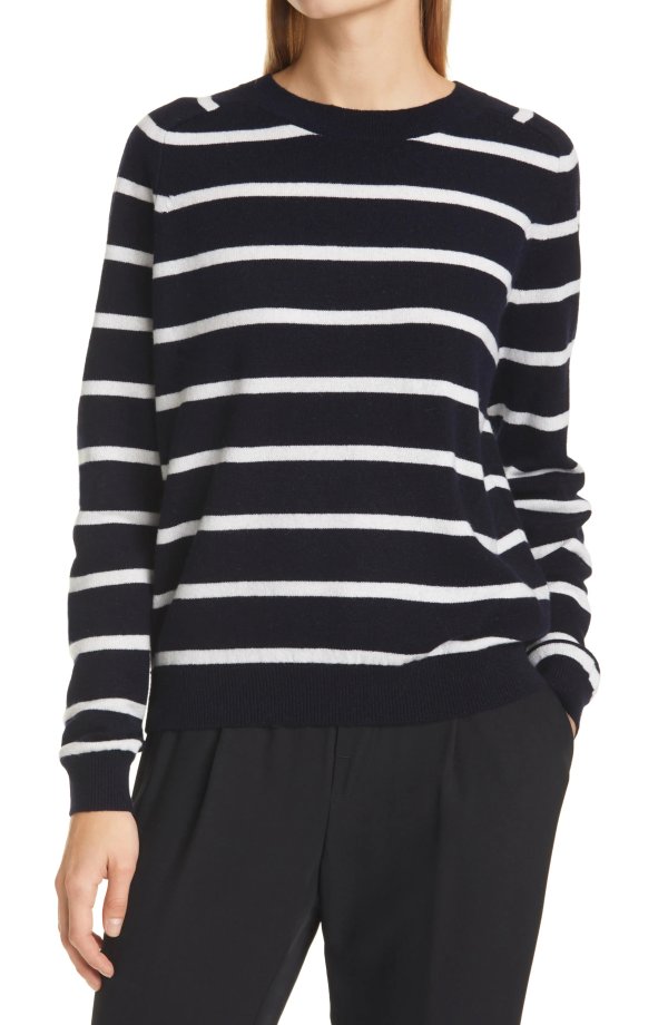 Striped Wool & Cashmere Blend Sweater