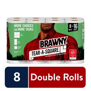 Brawny Tear-A-Square Paper Towels, 8 Double Rolls