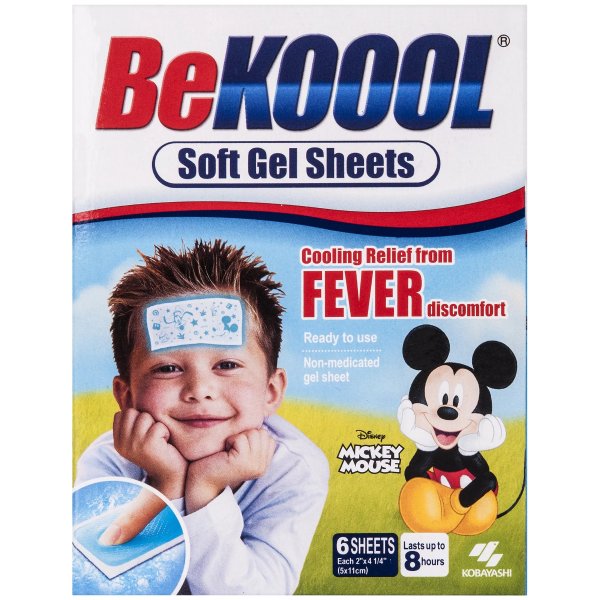 Cooling Gel Sheets for Kids, Fever Relief, 6 Ct