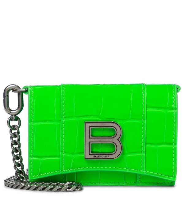 Hourglass Mini leather wallet on chain
