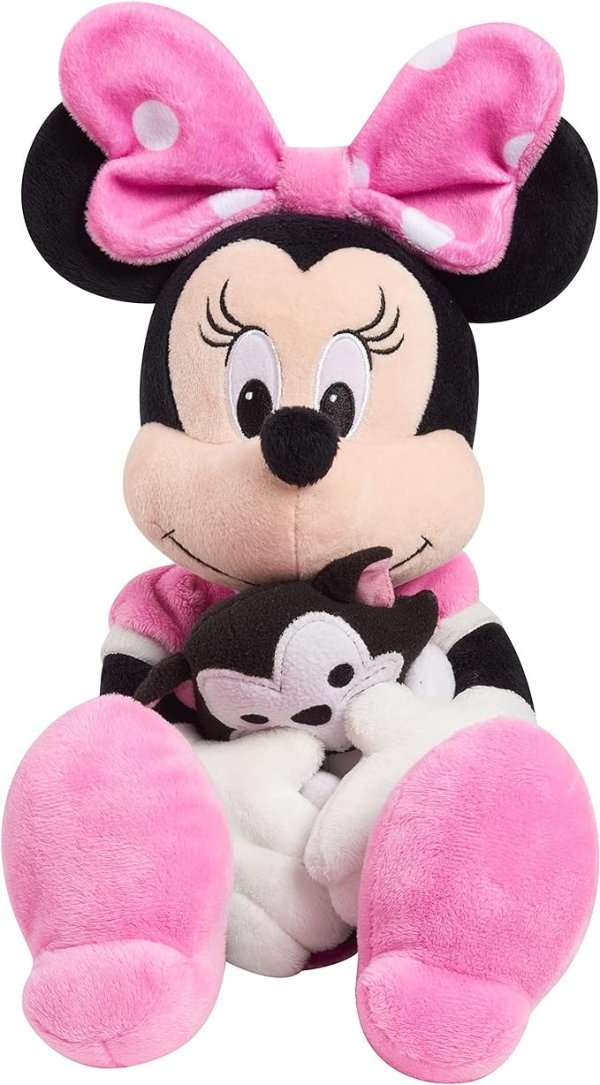 DISNEY CLASSIC Just Play Lil Friends Minnie Mouse and Figaro Plush Stuffed Animal, Officially Licensed Kids Toys for Ages 0+