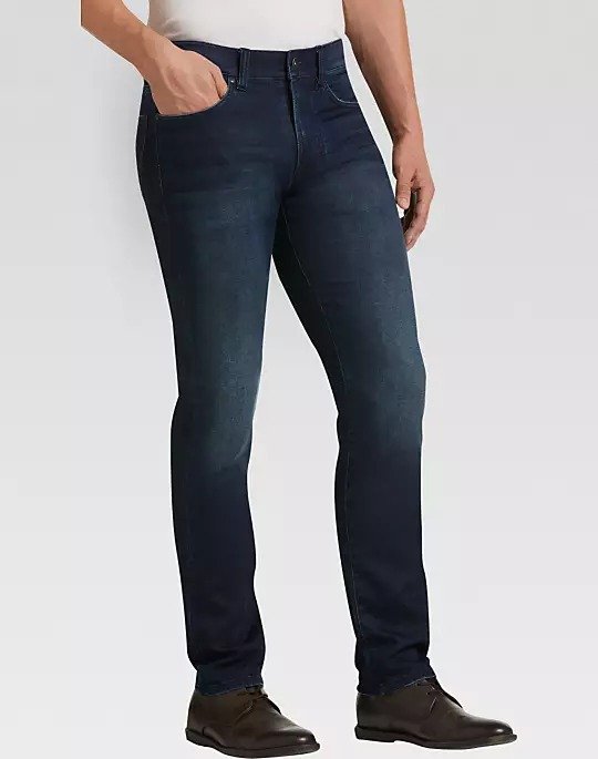 Dark Blue Vintage Wash Slim Fit French Terry Jeans