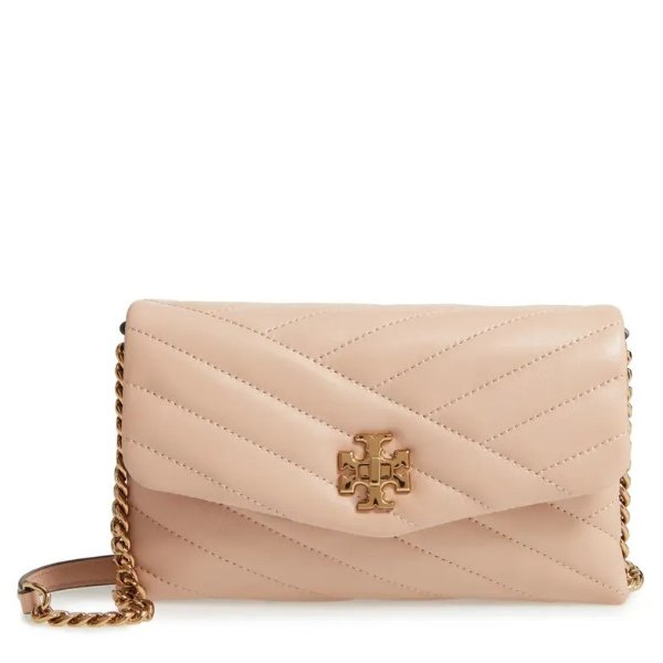 Kira Chevron Quilted Leather Wallet on a Chain