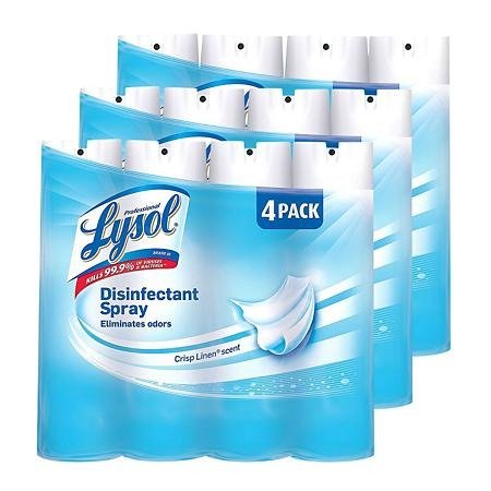 Disinfectant Spray, Crisp Linen Scent (19 oz.,12 pk.) - Sam's Club