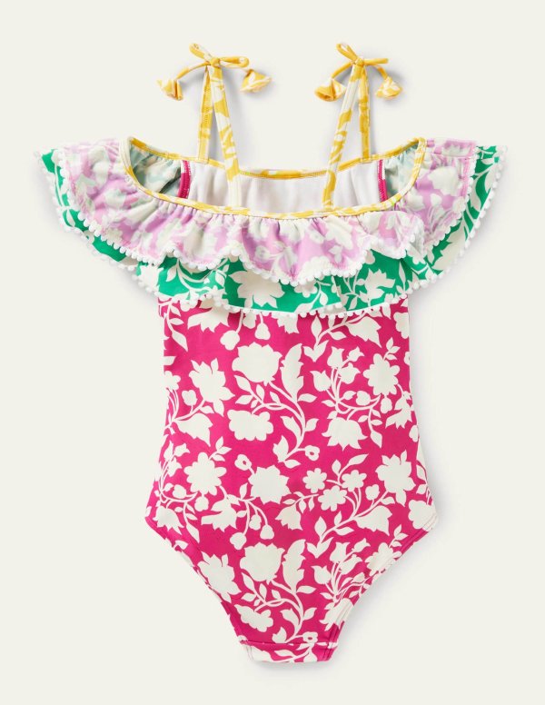 Hotchpotch Frilly Swimsuit - Very Berry Purple Paisley | Boden US