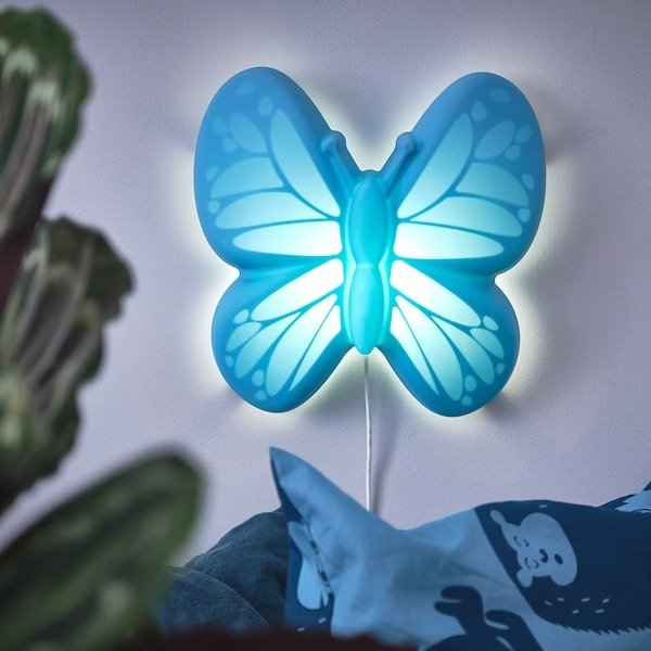 UPPLYST LED wall lamp, butterfly light blue