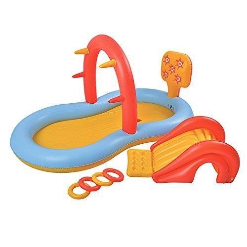 88.5" Red and Yellow Inflatable Children's Interactive Water Play Center with Slide