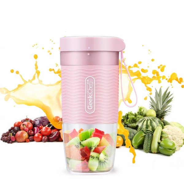 10 oz. Single Speed Pink Portable Personal Blender with USB Rechargeable