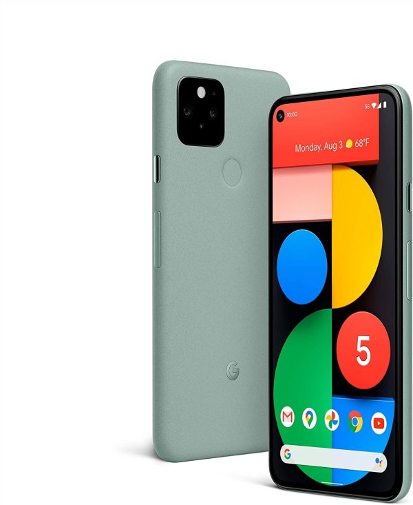 Pixel 5-5G Android Phone - Water Resistant - Unlocked Smartphone with Night Sight and Ultrawide Lens - Sorta Sage