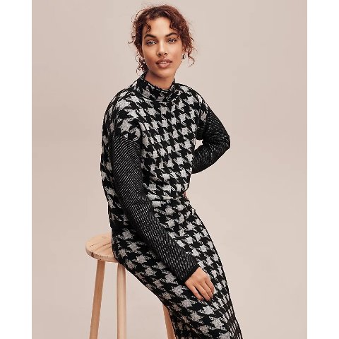 Ann Taylorextra 70% off 3 items, extra 60% off 2 sale itemsStriped Sleeve Houndstooth Jacquard Sweater | Ann Taylor