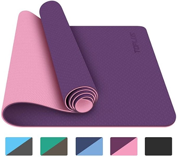 Yoga Mat - Classic 1/4 inch Pro Yoga Mat Eco Friendly Non Slip Fitness Exercise Mat with Carrying Strap-Workout Mat for Yoga, Pilates and Floor Exercises