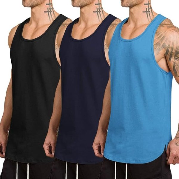 COOFANDY Men's 3 Pack Quick Dry Workout Tank Top