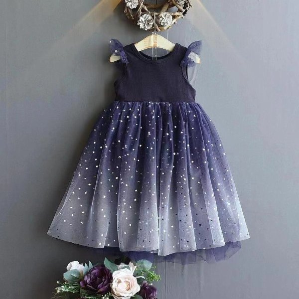 Baby / Toddler Girl Pretty Stars Decor Tulle Dress