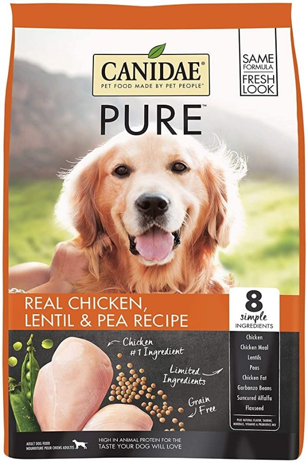 PURE Grain Free, Limited Ingredient Dry Dog Food, Chicken, Lentil and Pea, 4lbs