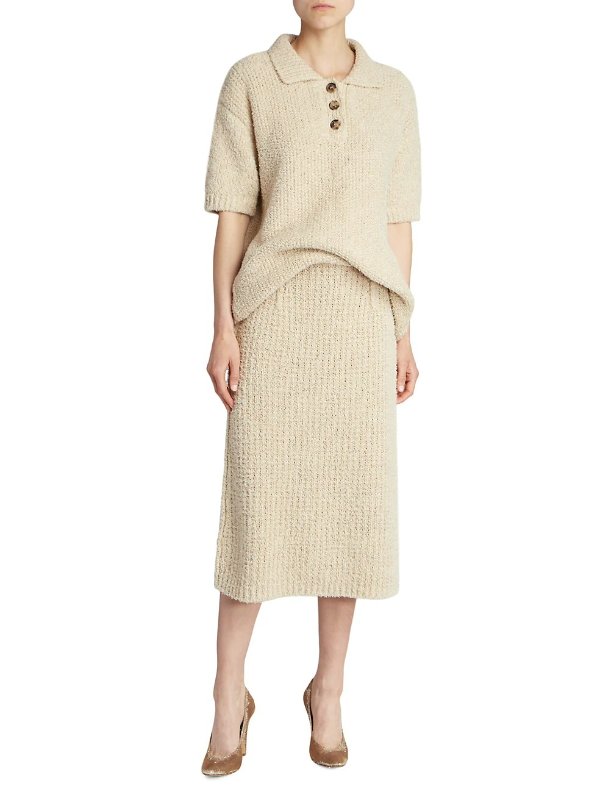 Linen-Blend Midi-Skirt