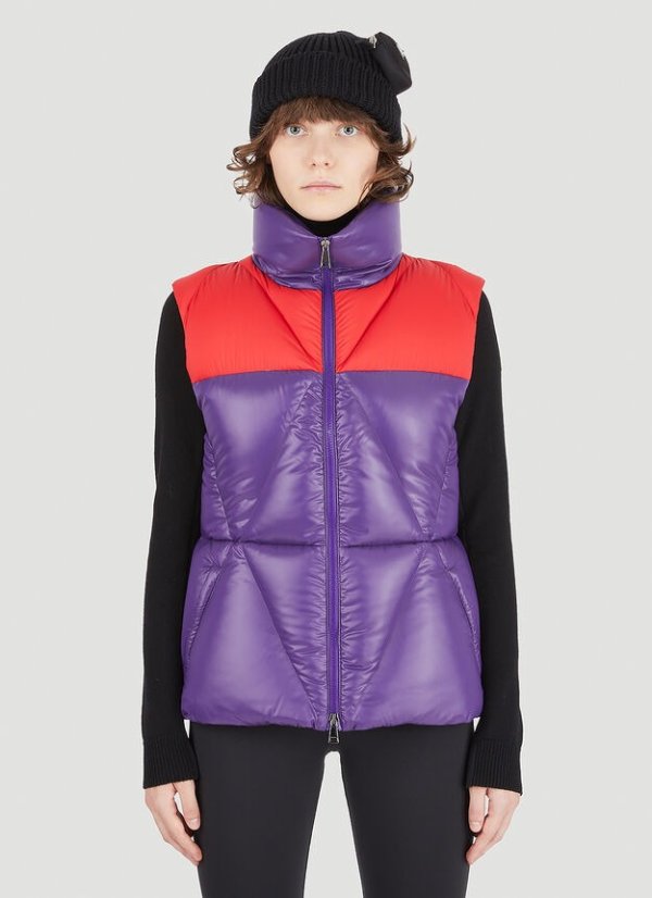 Hormin Sleeveless Quilted Down Jacket in Purple