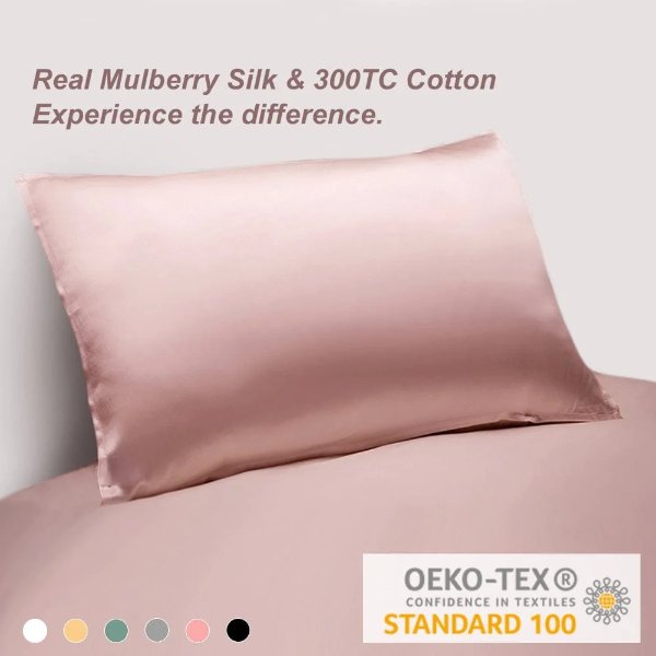 16 Momme Zippered Silk Pillowcase Cotton Underside