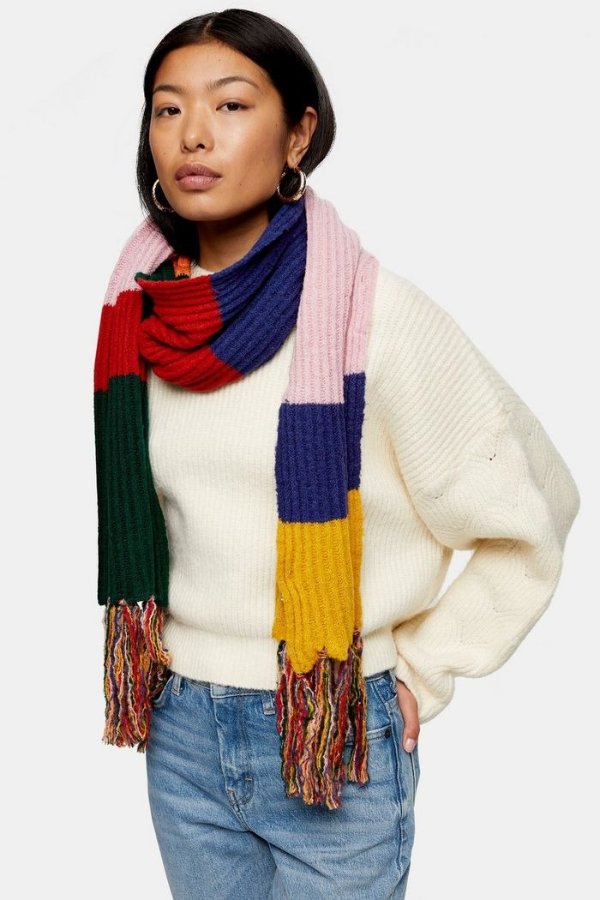 Multicoloured Ribbed Scarf