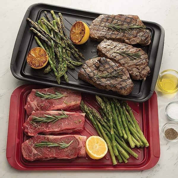 CPK-200 Grilling Prep and Serve Trays, Black and Red Large 17 x 10. 5