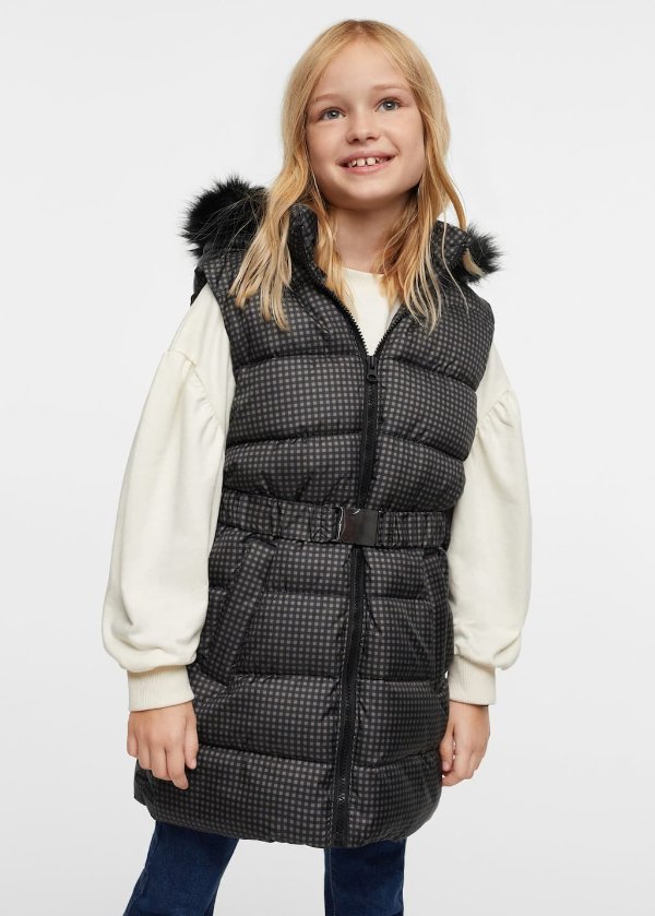 Quilted vest with fur hood - Women | Mango USA