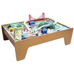 100-Piece Mountain Train Set and Wooden Activity Table