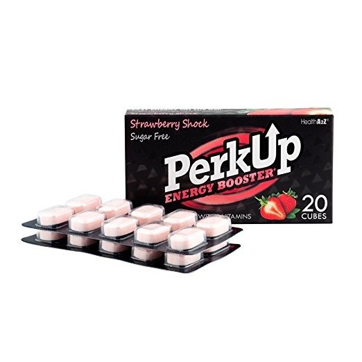 PerkUp Energy Booster,Strawberry Shock with Vitamin B, Sugar Free, 20 Cubes