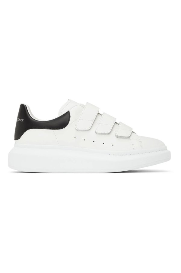 White & Black Oversized Triple Strap Sneakers