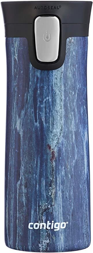 Coffee Couture AUTOSEAL Vacuum-Insulated Travel Mug, 14 oz, Blue Slate