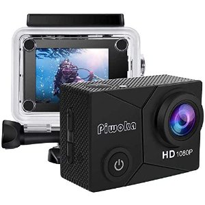 Piwoka Action Camera 1080P 12MP Waterproof