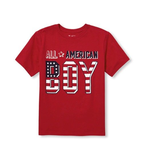 Boys Matching Family Americana Short Sleeve 'All American' Graphic Tee