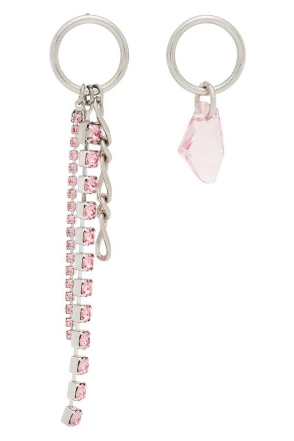 SSENSE Exclusive Silver & Pink Ewan Earrings