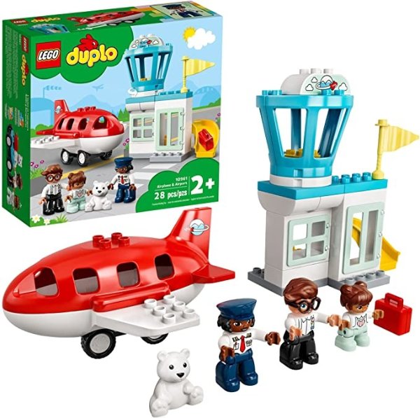 DUPLO Town Airplane & Airport 10961 Building Toy; Imaginative Playset for Kids; Great, Fun Gift for Toddlers; New 2021 (28 Pieces),Multicolor,One Size