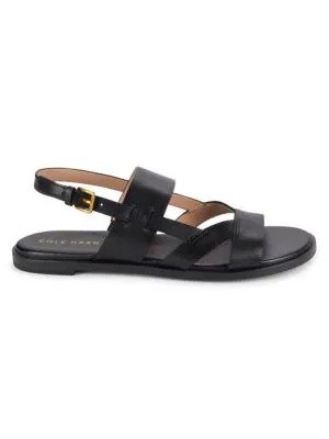 Fawn Leather Flat Sandals