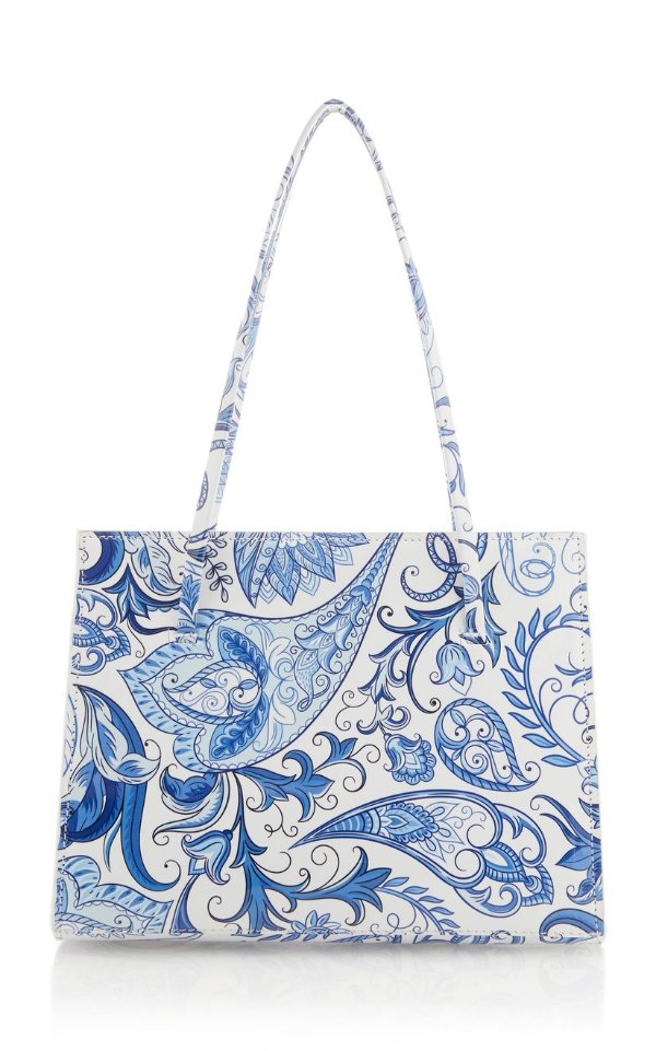 Lucia Fleur-Printed Leather Top Handle Bag