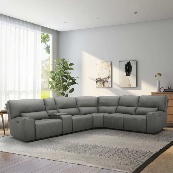 Sweeney 6-piece Fabric Power Reclining Sectional with Power Headrests