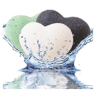 Konjac Sponge (3 Pack) Charcoal, Green Tea & Natural Facial Cleansing & Exfoliating Beauty Sponges