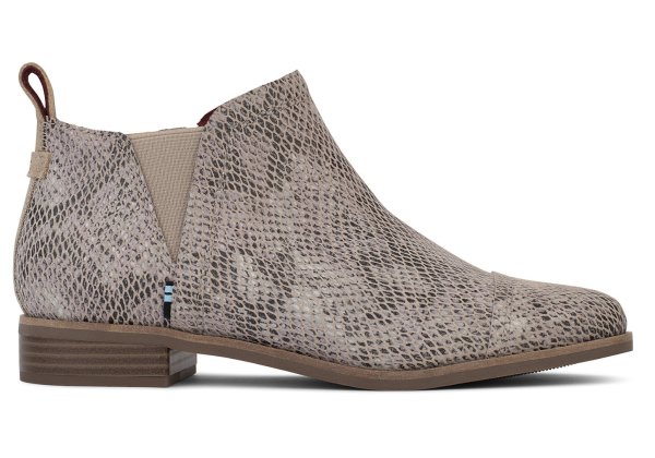 Cobblestone Snake Printed Suede Women's Reese Booties | TOMS