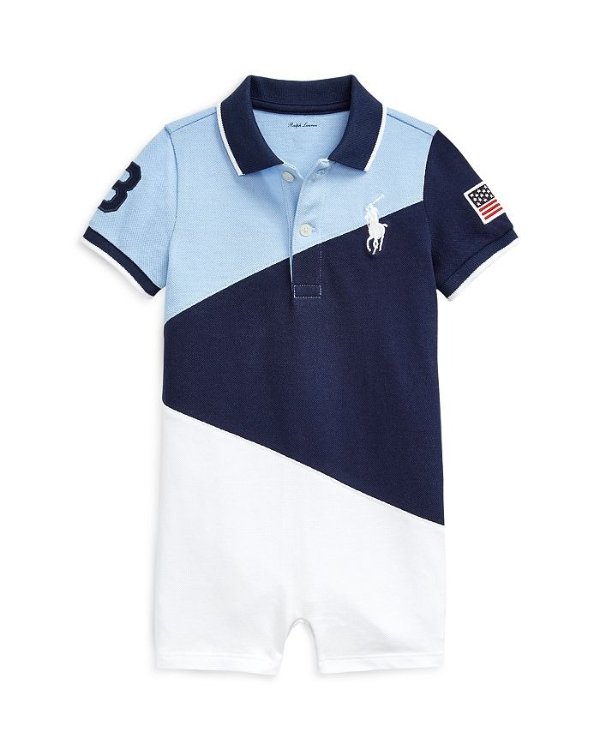 Boys' Color Blocked Polo Shirt Romper - Baby