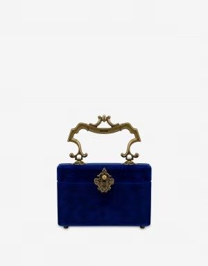 Small velvet Handle With Care bag | Moschino Official Online Shop