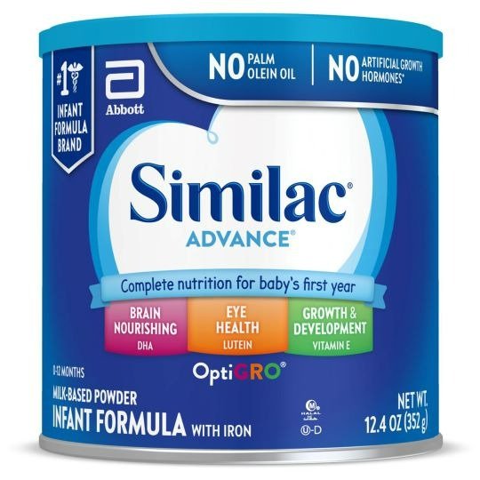 Advance Infant Formula Powder, 12.4 oz Can, Case of 6