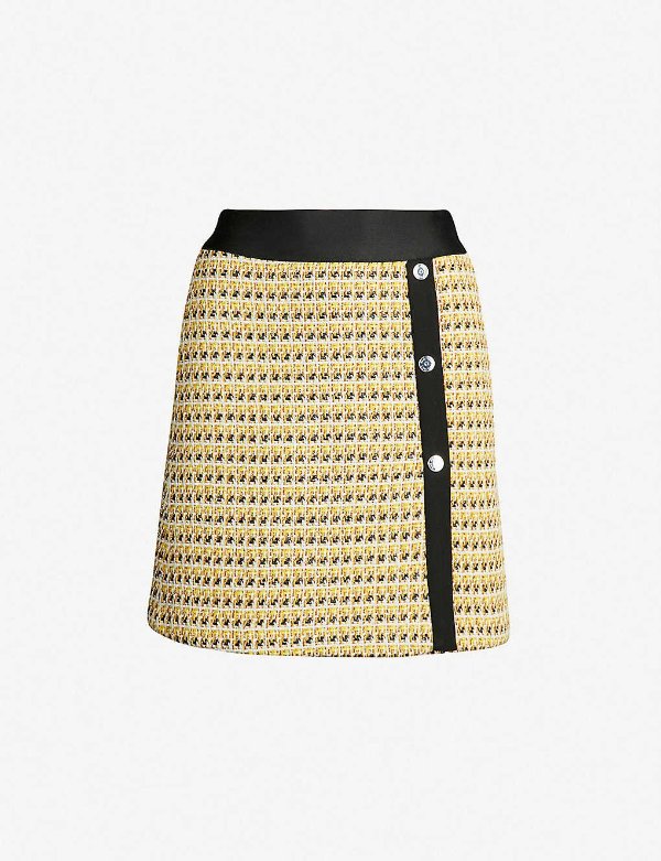 MAJE High-waist tweed skirt