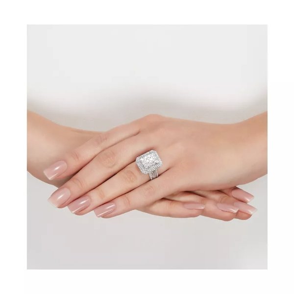 Diamond Rectangular Cluster Engagement Ring (2 ct. t.w.) in 10k White Gold