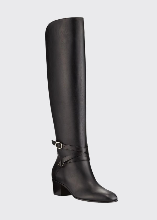 Huxlie Smooth Leather Knee Boots
