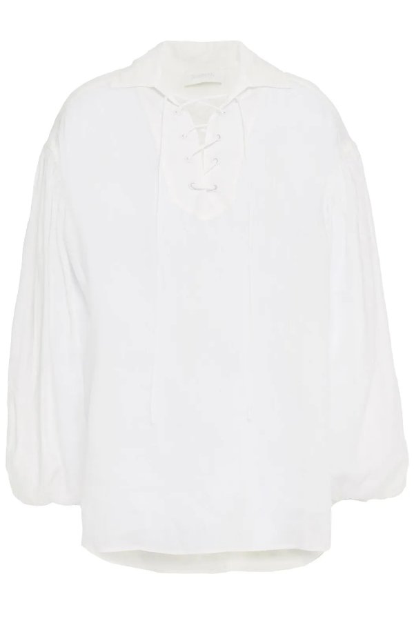 Bonita lace-up ramie blouse