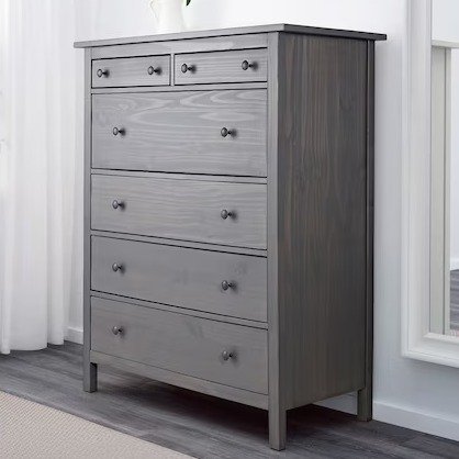 HEMNES 6-drawer chest, dark gray stained, 42 1/2x51 5/8 "