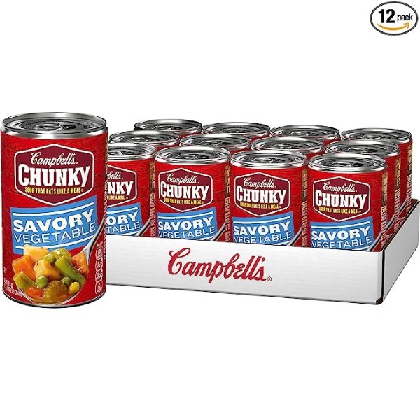 Campbell’s Chunky Soup, Savory Vegetable Soup, 18.8 Oz Can (Case of 12)