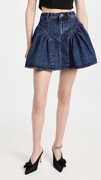 Women's Denim Flared Mini Skirt