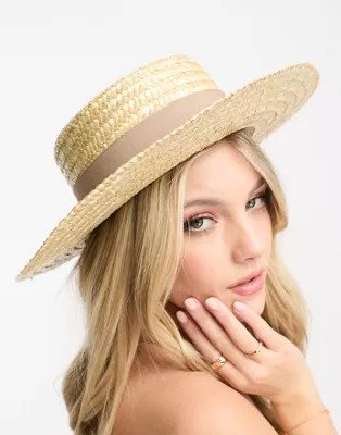 London adjustable straw boater hat in natural