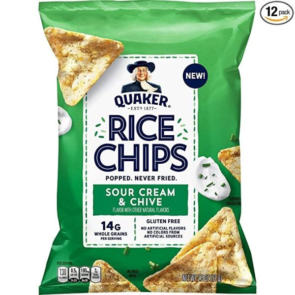 Rice Chips, Sour Cream & Chive, 2.5 oz, 12 Count